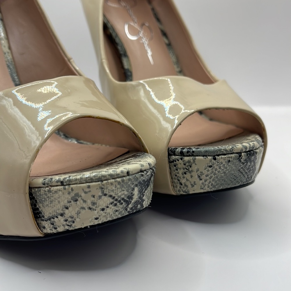 NWOT- Jessica Simpson Amandax open toe snake print Heels - Picture 10 of 13